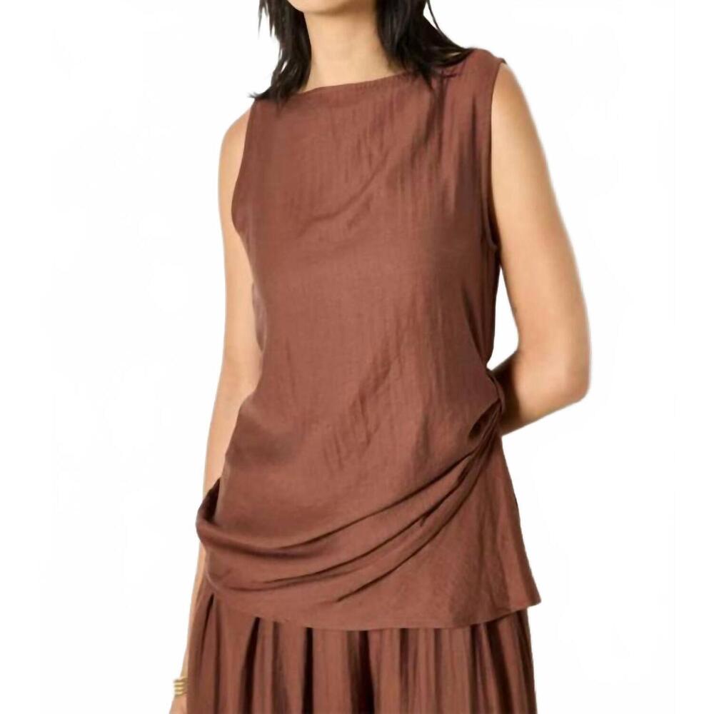 NEW APRICOT side knot detail high neck top in brown